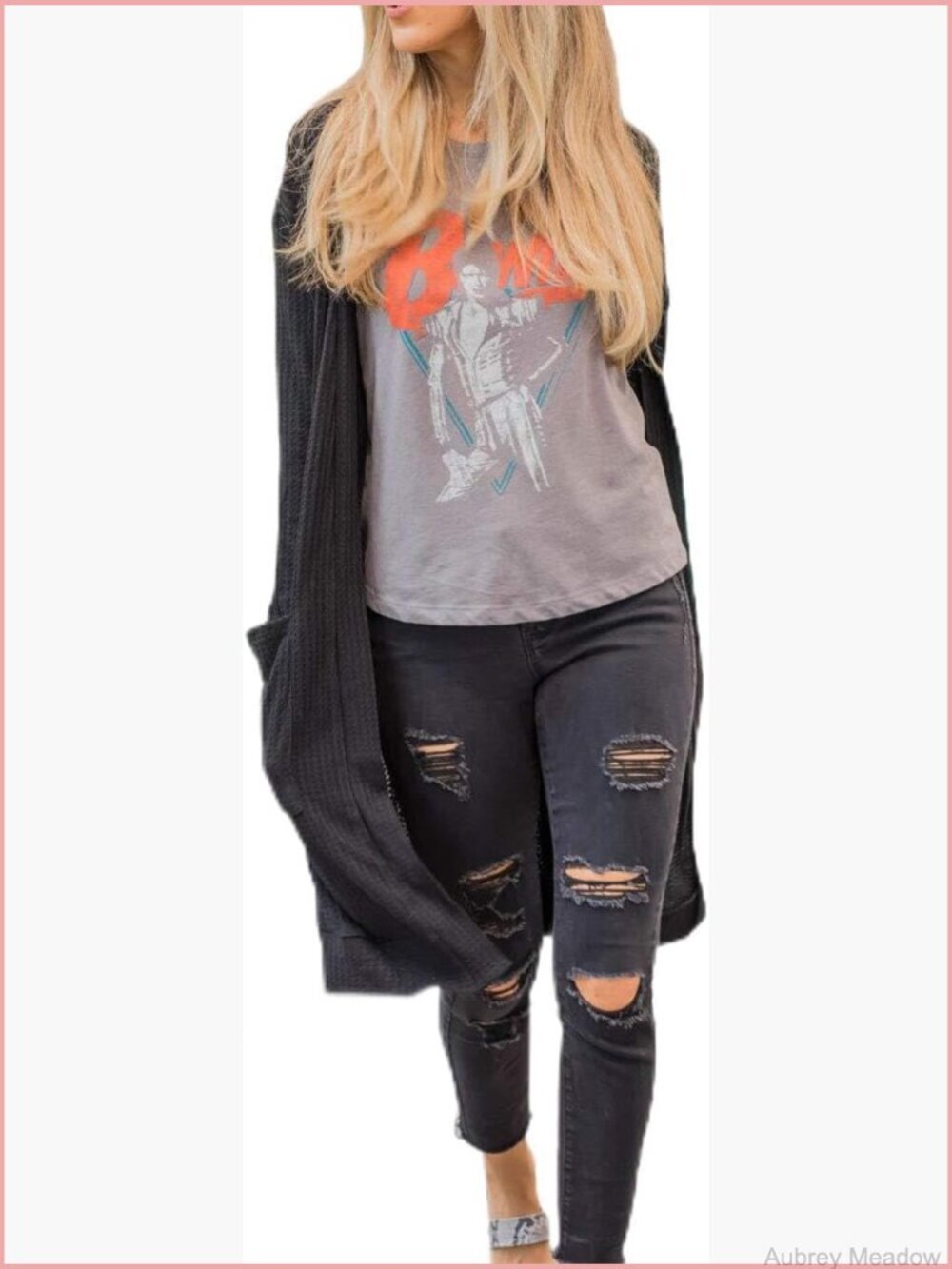 Womens Long Sleeve Knit Open Front Cardigan with Pockets